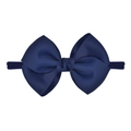 Soft elastic baby headband with a large navy blue grosgrain ribbon bow accessory - Navy Blue (1)