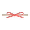 Bandeau à nœud corail rose avec clous dorés sur un élastique en nylon kaki souple - 6-Nœud à Clous