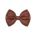 Detail of a brown ribbed grosgrain ribbon hair bow with high-quality handmade texture - Brown (3)