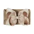 Elastic nylon baby headband with a large champagne jacquard bow in khaki color - Light Champagne (813-056)