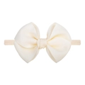 Soft cream white oversized grosgrain bow baby headband with stretchy nylon elastic band - Off-white (8)