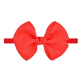Bandeau souple en nylon rouge pour bébé avec un nœud en gros-grain à texture côtelée - Rouge (12)