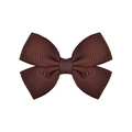 Brown grosgrain ribbon bow hair clip with 1.9 inch handcrafted candy color fabric texture - Brown (3)