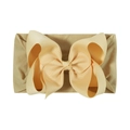 Soft nylon baby headband with a large jacquard bow in light coffee color - Light Coffee (826-053)