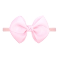 Bandeau bébé rose avec nœud en gros-grain texturé sur ruban en nylon élastique - Rose Pastel (24)