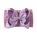 Soft lavender nylon headband for infants with a large textured ribbed bow decoration - Lavender (434-064)