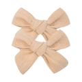 Lot de deux barrettes nœuds en lin beige pour filles avec un style naturel épuré - Lin Clair (24)