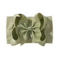 Soft nylon grass green elastic baby headband featuring a large textured ribbed bow - Grass Green (566-092)