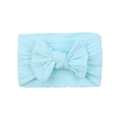 Soft light blue ribbed nylon headband for baby girls with large textured bow detail - Baby Blue (305)