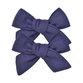 Lot de deux barrettes à cheveux en lin bleu marine avec nœuds texturés chic - Violet Foncé (32)