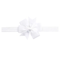 Detail of a white grosgrain ribbon bow on a soft elastic nylon headband for babies - White (18)