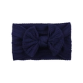 Dark blue knitted nylon headband for baby girls with a large textured soft bow - Dark Blue (41)