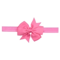 Detail of pink grosgrain ribbon bow on a soft elastic headband for infants and babies - Pink (13)