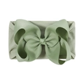 Sage green baby nylon headband with large grosgrain ribbon bow on elastic soft fabric - Sage Green (567-092)