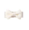 Barrette nœud papillon en ruban gros-grain crème 3cm avec base tissu pour enfants - Blanc Cassé