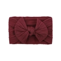 Soft nylon baby headband in deep red with large knitted jacquard bow design - Wine Red (37)