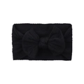 Soft black nylon baby headband featuring a large jacquard bow and wide elastic band - Black (34)