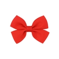 Detailed view of a bright red grosgrain ribbon hair bow clip with fine ribbed texture - Red Grosgrain Ribbon Bow Clip (12)