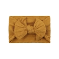 Ginger yellow knitted nylon headband with a soft jacquard bow for baby girls - Ginger Yellow (27)
