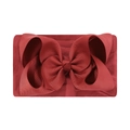 Soft nylon baby headband with a large red ribbed bow and elastic jacquard band - Red (780-080)