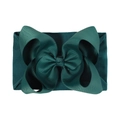 Soft nylon forest green baby headband with large grosgrain ribbon bow decoration - Dark Green (593-028)