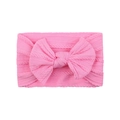 Pink soft knit nylon headband for baby girls with a large textured jacquard bow - Pink (25)