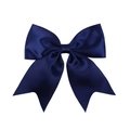 Pince à cheveux élégante en satin bleu marine avec ruban texturé pour filles - Bleu foncé