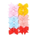 Set of 10 handmade grosgrain ribbon swallowtail bow hair clips in five bright colors - 10-Piece Bright Color Set (10AC)