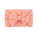 Soft jacquard nylon baby headband in peach pink with large textured bow knot detail - Orange Pink (19)