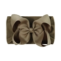 Deep coffee baby headband featuring a large grosgrain bow and soft elastic nylon band - Dark Coffee (840-047)