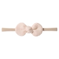 Close-up of pink waffle texture knit bow and high elastic nylon headband for babies - Light Pink (11)