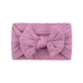 Dusty pink baby nylon headband with large jacquard bow and soft knitted texture - Pink Purple (20)