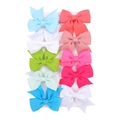 10-piece girls colorful ribbon bow hair clips set with long swallowtail streamers - 10-Piece Bright Set (10AF)