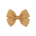 Classic girls grosgrain ribbon hair bow clip in golden khaki color for kids - Gold Grosgrain Ribbon Bow Clip (2)