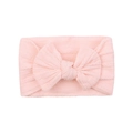 Soft light pink nylon baby headband with knitted cable texture and large bow - Light Pink (29)