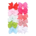 12-piece set of colorful grosgrain ribbon swallowtail bow hair clips for girls - 12-Piece Full Spectrum Set (10AG)