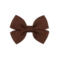 Dark brown grosgrain ribbon hair bow for girls with textured ribbed fabric detail - Dark Coffee Grosgrain Ribbon Bow Clip (3)