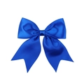 Navy blue satin hair bow clip with silky texture and elegant swallowtail ribbon design - Sapphire Blue