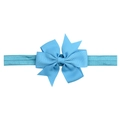 Soft elastic infant headband featuring a light blue grosgrain ribbon bow decoration - Baby Blue (7)