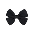 Classic girls black grosgrain ribbon hair bow clip with textured ribbed surface - Black Grosgrain Ribbon Bow Clip (4)