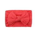 Elastic nylon baby headband with a large bow in bright coral red and jacquard pattern - Coral Red (243)