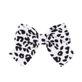 Detailed view of the woven fabric texture and leopard print pattern on the bow hair clip - Black White Leopard Style (1)