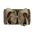Soft nylon baby headband with a large brown ribbed texture bow for infants - Brown (838-838)