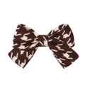 Detail showing the brown and white houndstooth fabric texture of the hair bow clip - Brown White Houndstooth Style (12)