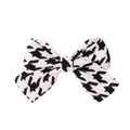 Detail of classic black and white houndstooth fabric bow hair clip with neat edge stitching - Classic Black White Houndstooth Style (13)