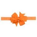 Elastic baby headband with vibrant orange ribbed grosgrain ribbon double bow detail - Vibrant Orange (9)