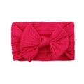 Soft rose red cable knit nylon headband for baby girls featuring a large matching bow - Rose Red (36)