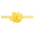 Bright yellow elastic baby headband with handmade grosgrain ribbon bow for kids - Bright Yellow (10)