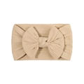 Soft nylon beige headband for baby girls with large textured jacquard bow - Beige (2)