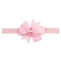 Soft light pink baby headband with a ribbed grosgrain ribbon bow on elastic fabric - Light Pink (11)